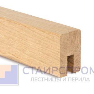 Деревянные поручни из дуба с пазом на стекло 40х60 мм