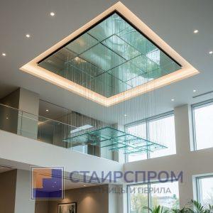 Эксклюзивные стеклянные потолки с подвесным монтажом