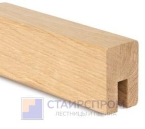 Деревянный поручень из массива дуба с пазом на стекло 40х60 мм для стеклянных перила