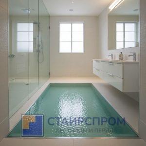 Антискользящие стеклянные полы для ванных комнат