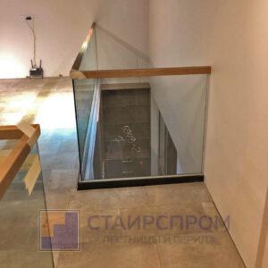 Лесенка консольная и стеклянные ограждения второго света в профиле - 5 69