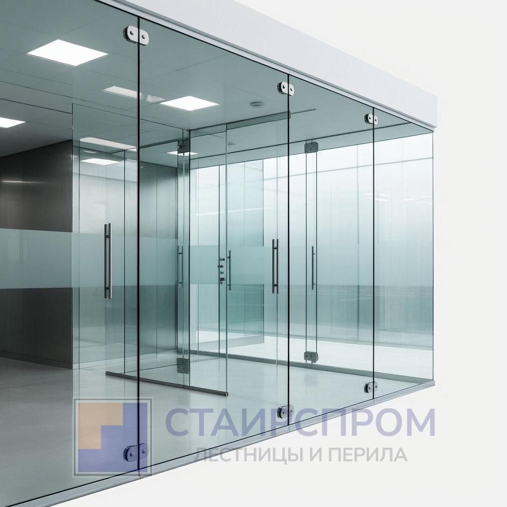 Перегородки из стекла на точечных креплениях
