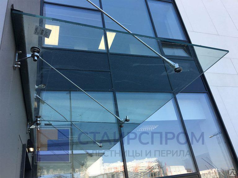 Вантовые стеклянные козырьки
