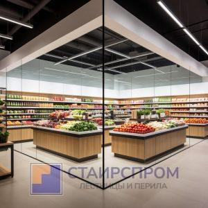 Стеклянные перегородки в супермаркет
