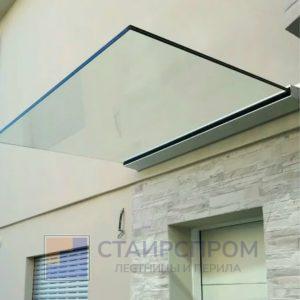 Цельностеклянные козырьки на профиле
