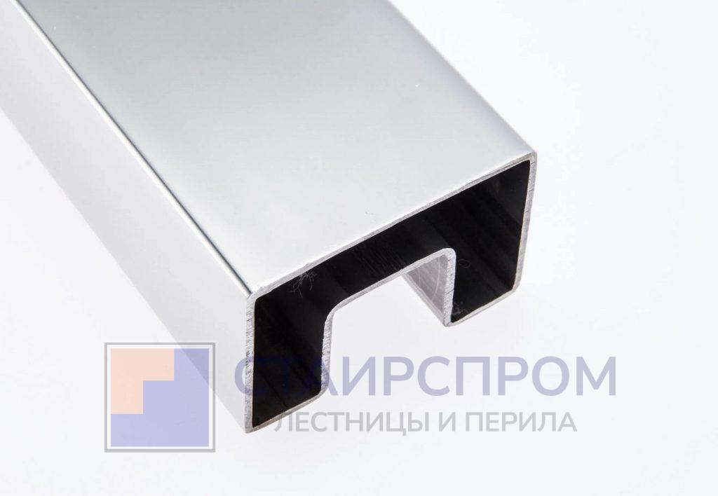 Труба Prima3+, 40×60×1.5 мм, с пазом 24×24 мм на стекло, полировка 600GRIT, AISI 201