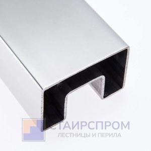 Труба Prima3+, 40×60×1.5 мм, с пазом 24×24 мм на стекло, полировка 600GRIT, AISI 201
