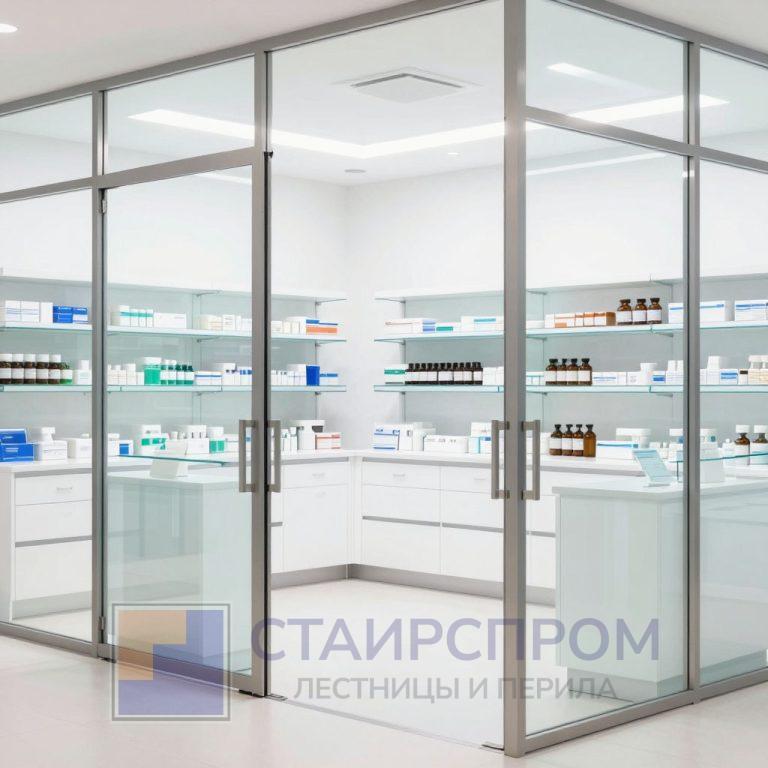 Стеклянные перегородки для аптек