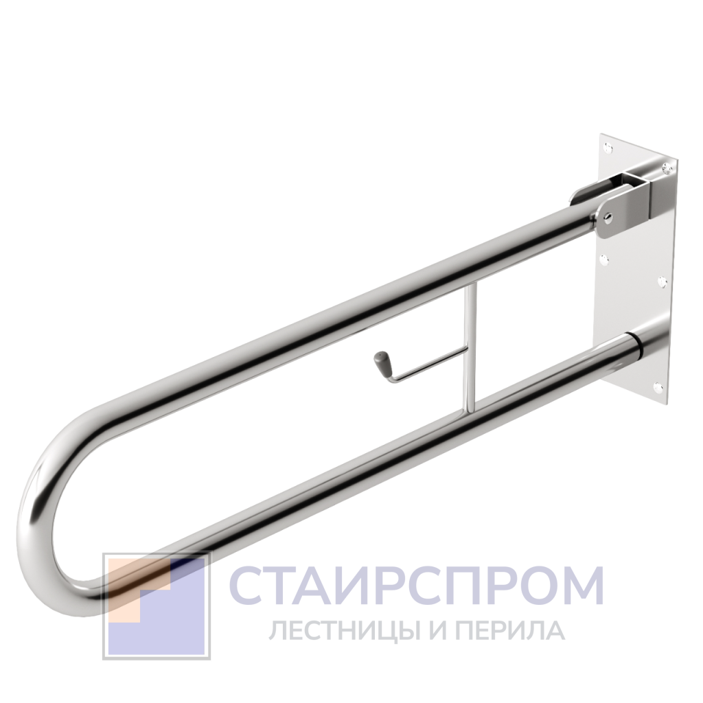 Поручень двойной откидной с бумагодержателем, Ø32 мм, AISI 304, GRIT 600 - Poruchen 1