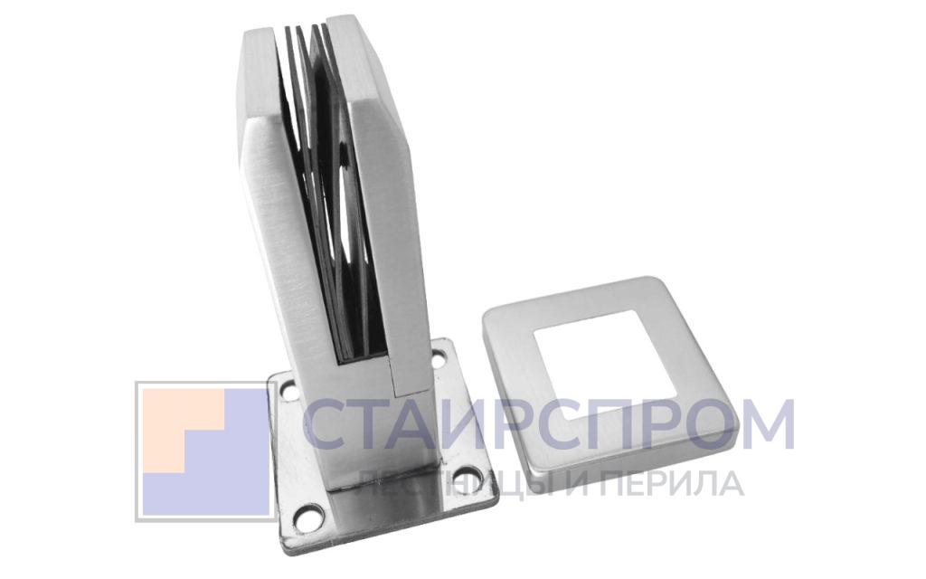 Напольный стеклодержатель литой квадратный 45×50×160 мм, AISI 304, GRIT 600