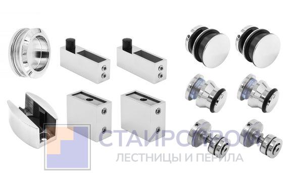 Комплект раздвижной системы для стеклянной душевой, цинк-хром полированный