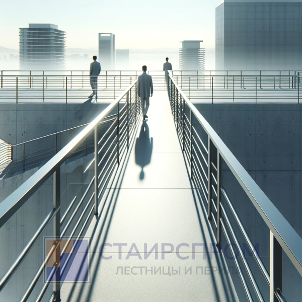 Перила из нержавеющей стали с боковым креплением стоек