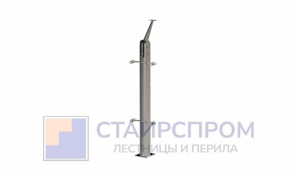 Стойка эксклюзивная из двух пластин с двумя спайдерными стеклодержателями, крепление в пол, нерегулируемый ложемент (AISI 304) №1 - Stairsprom 0eb8a26e e8a1 4c47 aaeb 9adf28a9c79f