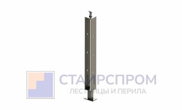 Стойка эксклюзивная квадратная с 3 отверстиями под ригель, крепление в пол, регулируемый ложемент (AISI 304)