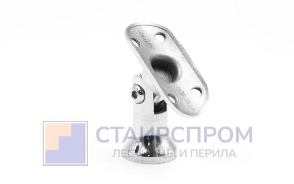 Наконечник стойки "колокольчик" на плоскость, с регулируемым ложементом под поручень Ø50.8 мм, литой, полированный, нержавеющий AISI 304