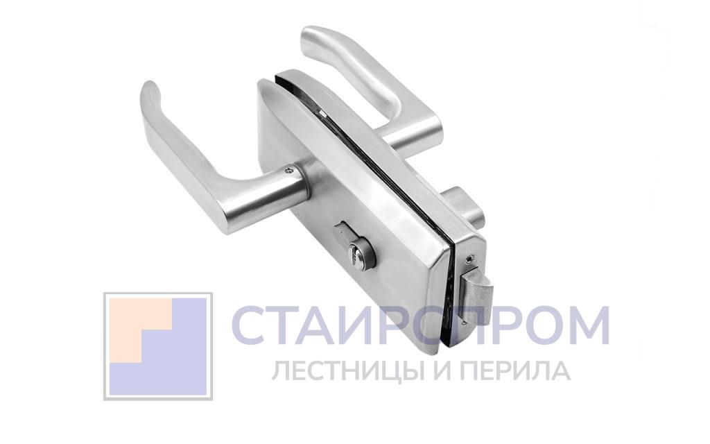 Замок для стеклянной двери с нажимной ручкой без притвора, евроцилиндр односторонний ключ/защелка, в комплекте ответная часть на стекло - Stairsprom 1ae052ab c4b9 4dd8 b9ec 7d77daee8189