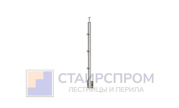 Стойка круглая Ø38.1: 3 ригеледержателя, полированная, боковой крепеж, высота 1200 мм (AISI 304)