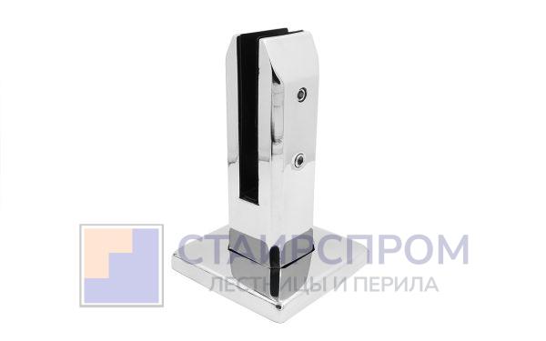 Стеклодержатель напольный 45х50х160 мм, для стекла 10-12 мм, литой, плоский, без сверления, нержавеющая сталь AISI 304, полированная