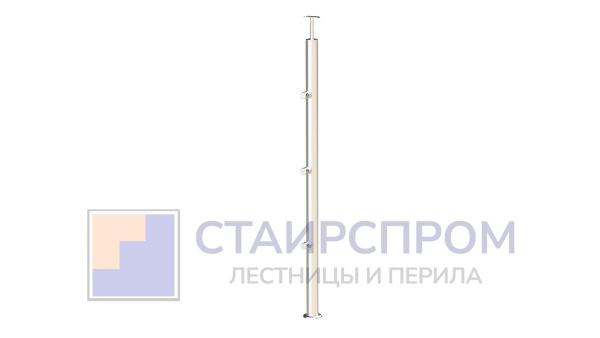 Стойка круглая Ø38.1: 3 ригеледержателя, полированная, с одноанкерным крепежом, высота 950 мм (AISI 304)