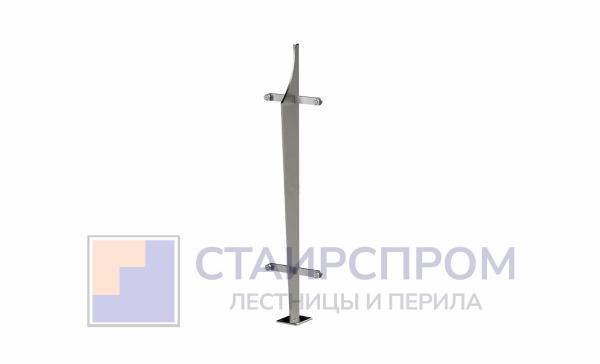 Стойка эксклюзивная с двумя пластинчатыми стеклодержателями, крепление в пол, нерегулируемый ложемент (AISI 304)