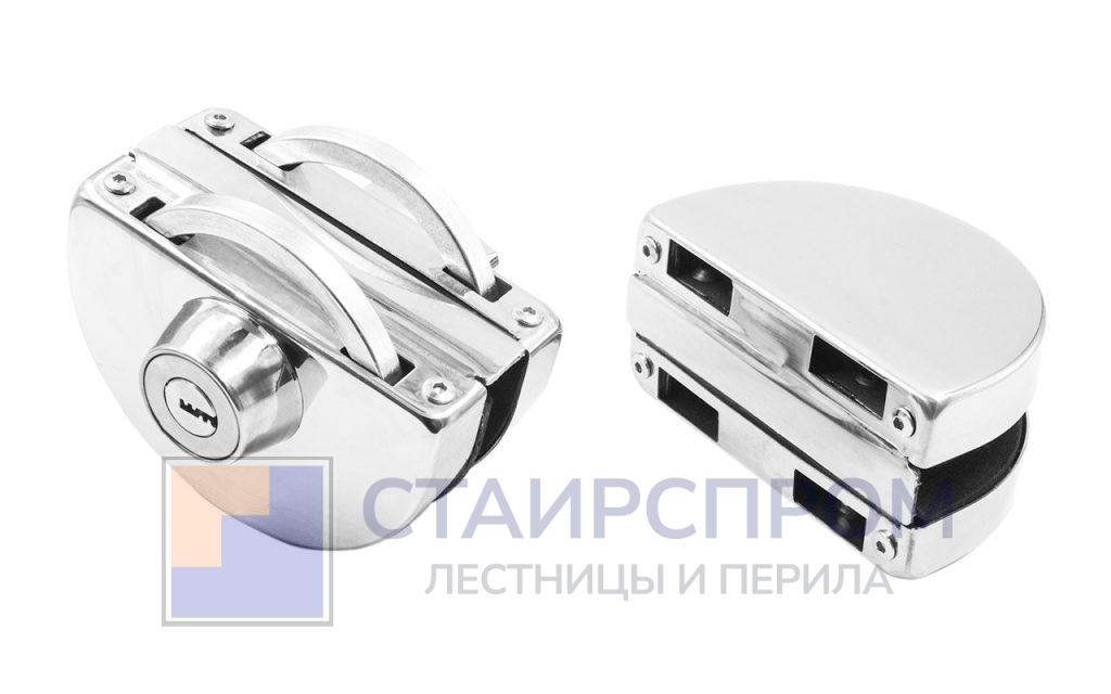 Замок для стеклянной двери с ответной частью на стекло, без вырезов в стекле полированный - Stairsprom 31f5856f fc79 4b9c 94a0 4b602392203c