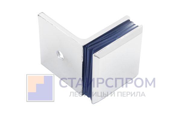 Коннектор для душевой кабины, стена-стекло 90°, 45х45 мм, цинк-хром полированный