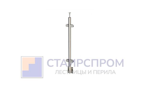 Стойка круглая Ø38.1: 4 литых зажимных стеклодержателя, полированная, боковой крепеж, высота 1200 мм (AISI 304)