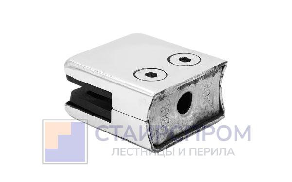 Стеклодержатель штампованный, под стекло 10 мм (5+5 мм), квадратный под стойку Ø38.1 мм (40х24х48 ) полированный AISI 304