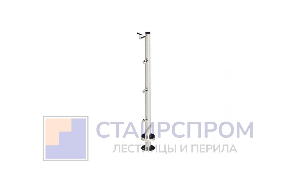 Стойка круглая Ø38.1: 3 ригеледержателя, под выносной поручень, полированная, высота 950 мм (AISI 304) - Stairsprom 48cca053 6cc4 408f aee6 38ccc22981d1