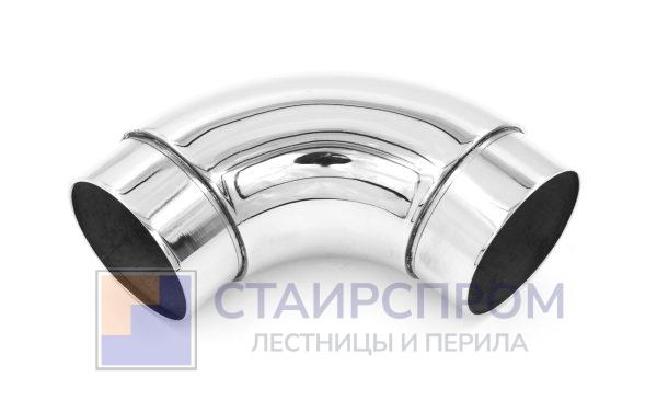 Отвод поручня под Ø50.8х1.45 мм, 90°, полированный 600 Grit, с двумя установочными кольцами (AISI 316)