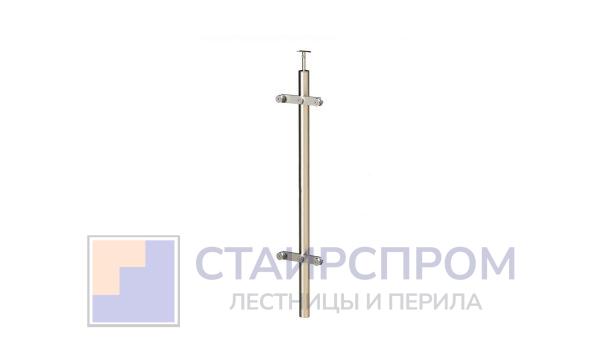 Стойка круглая Ø38.1: 2 пластинчатых стеклодержателя, полированная, с одноанкерым крепежом, высота 950 мм (AISI 304)