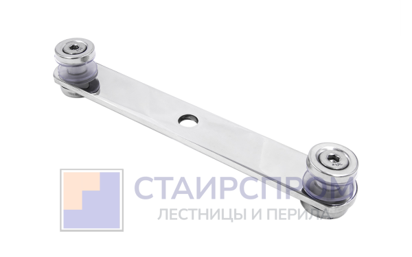Стеклодержатель пластинчатый, под стекло 6-12 мм, полированный, по центрам 170х5 мм (AISI 304)