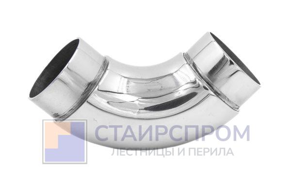Отвод поручня под Ø42.4х1.5 мм, 90°, литой, полированный 600 Grit, с двумя установочными кольцами (aisi 316)