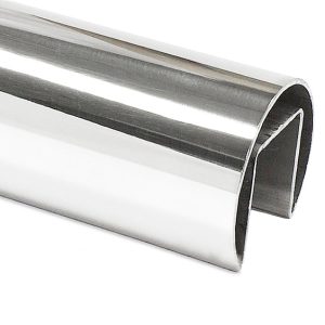 Труба Ø42.4 мм, с пазом 24х24 мм, тройная полировка 800GRIT, AISI 304