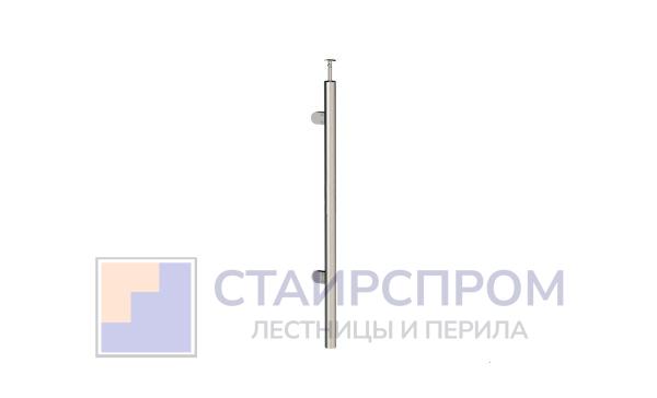 Стойка круглая Ø38.1: 2 литых зажимных стеклодержателя, полированная, с одноанкерым крепежом, высота 950 мм (AISI 304) (Левая)
