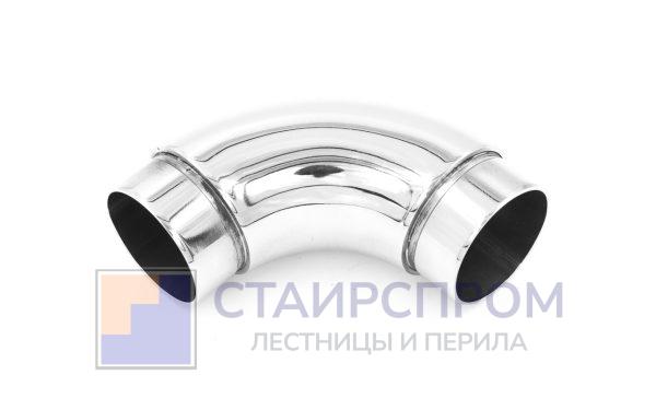 Отвод поручня под Ø38.1х110х1.5 мм, 90°, литой, полированный 600 Grit, с двумя установочными кольцами, (AISI 316)