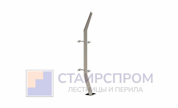Стойка эксклюзивная с двумя спайдерными стеклодержателями, крепление в пол, нерегулируемый ложемент (AISI 304) №3