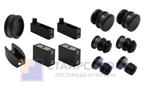 Комплект раздвижной системы для стеклянной душевой, цинк, черный