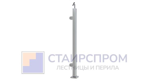 Стойка квадратная 40х40: 2 литых зажимных стеклодержателя, полированная, высота 950 мм (AISI 304) (Правая)