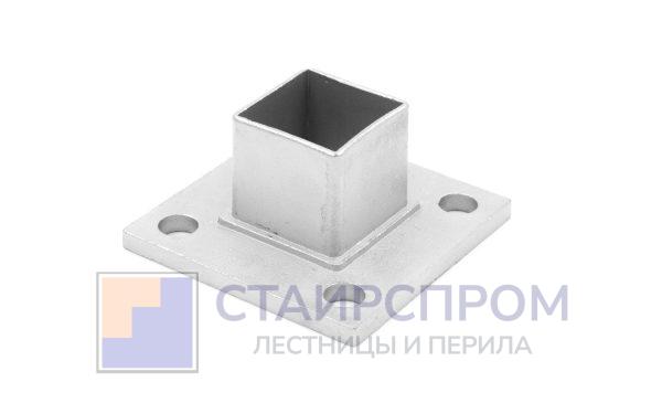 Фланец для трубы 40х40, литой, закладная под стойку, AISI 304