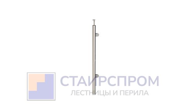 Стойка круглая Ø38.1: 2 литых зажимных стеклодержателя, полированная, с одноанкерым крепежом, высота 950 мм (AISI 304) (Правая)