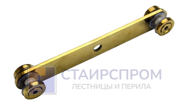 Стеклодержатель пластинчатый 3хМ8, по центрам 170х5 мм, полированный, шайбы 5 мм литые, под стекло 6-12 мм, (AISI 304), под золото