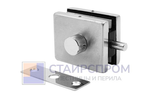 Защелка с ответной частью на стену и пол, шлифованная, вырез 17