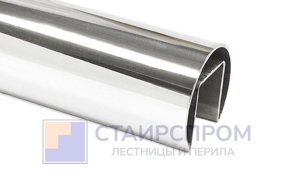 Труба Ø48.3 мм, с пазом 27х30 мм под стекло, полированная (AISI 201)