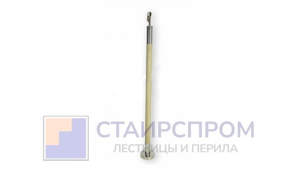Готовая стойка Ø38,1х950 мм деревянная, со вставками из нержавеющей стали 2х100 мм базовая