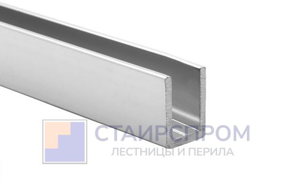 П-образный профиль для неподвижных стекол 8 мм, 19x13, L=2500, алюминий полированный