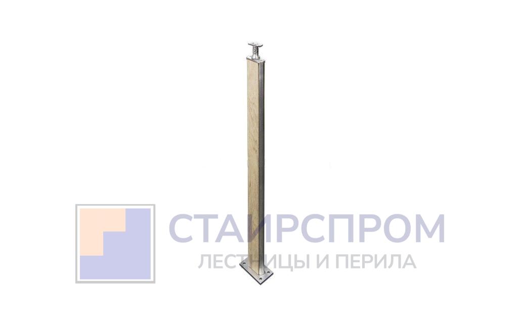 Дизайнерская плоская комбинированная стойка в сборе из шлифованной нержавеющей стали и древесины дуба - Stairsprom a0868f38 eb8f 4245 92ab e1825cd1e945