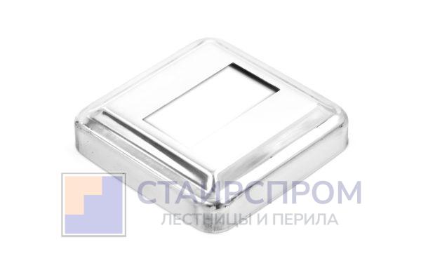 Низ стойки под трубу 40х20 мм, 66х66х0.6, высота 16 мм, полированный (AISI 304)