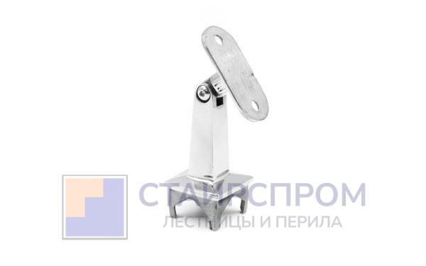 Наконечник на стойку из профильной трубы 40х40 мм, с регулируемым ложементом под плоскость, литой, полированный, нержавеющий AISI 304