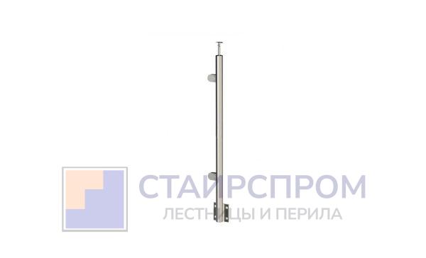 Стойка круглая Ø38.1: 2 литых зажимных стеклодержателя, полированная, боковой крепеж, высота 1200 мм (AISI 304) (Левая)